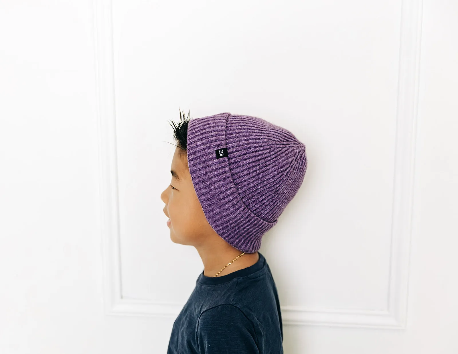 Heather Purple Smiley Beanie