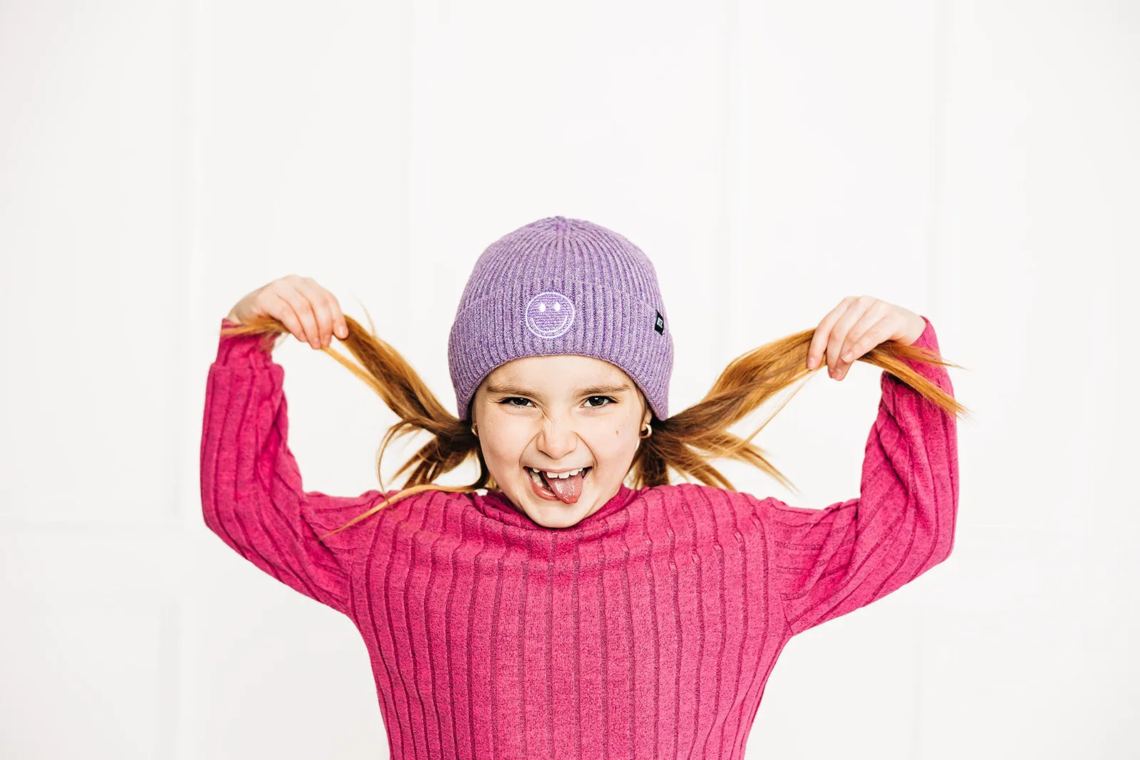 Heather Purple Smiley Beanie