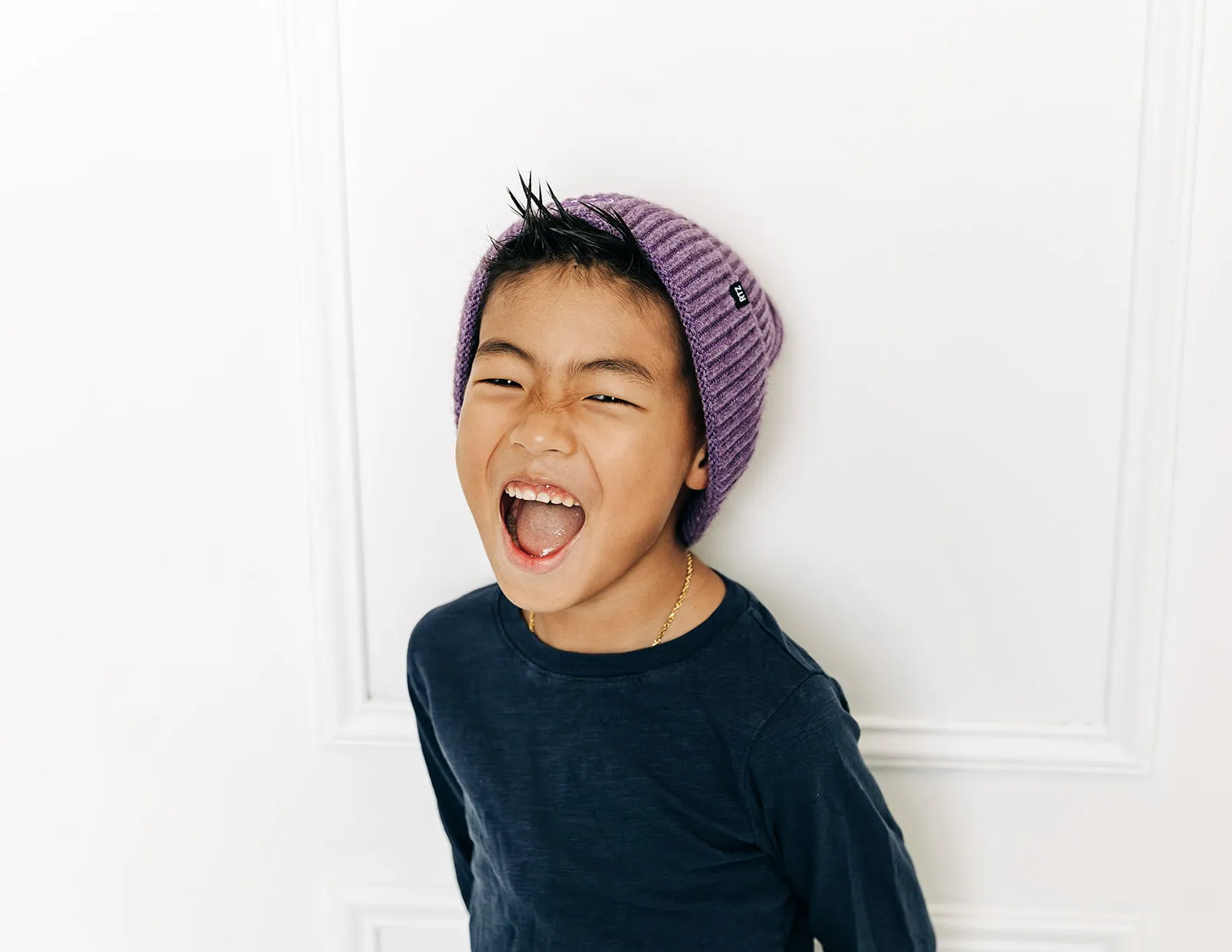 Heather Purple Smiley Beanie