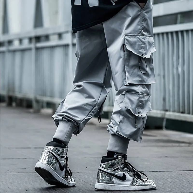 INFINIT Frizz Black Cargo Pants for Mens, Hip hop pants pocket oversize