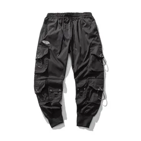 INFINIT Frizz Black Cargo Pants for Mens, Hip hop pants pocket oversize