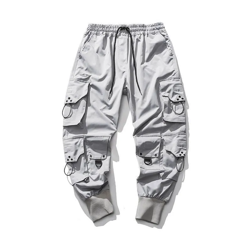INFINIT Frizz Black Cargo Pants for Mens, Hip hop pants pocket oversize