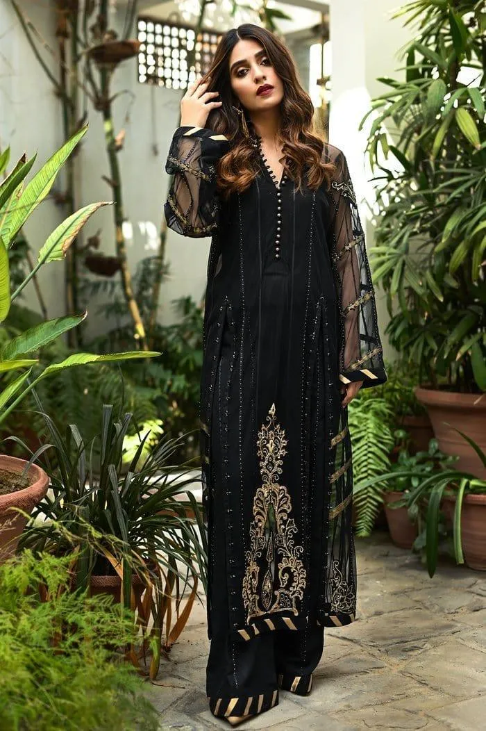 Insia Sohail - Black/Gold Sparkly & Gold