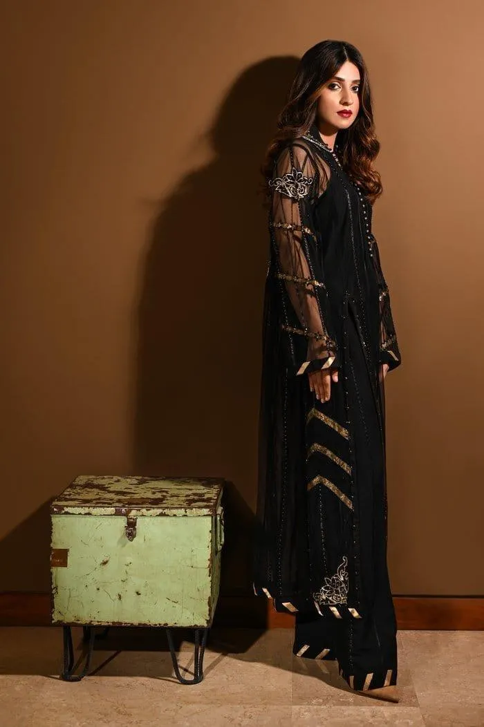 Insia Sohail - Black/Gold Sparkly & Gold