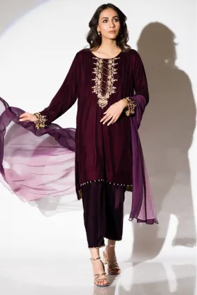 Insia Sohail - Plum Velvet - Plum - 2 Piece