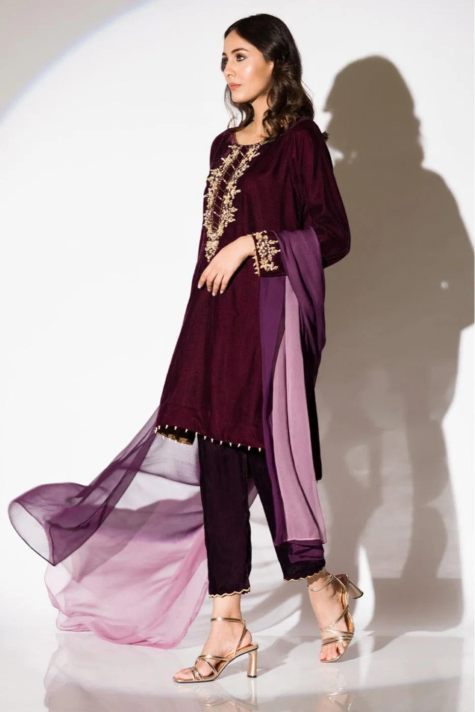 Insia Sohail - Plum Velvet - Plum - 2 Piece