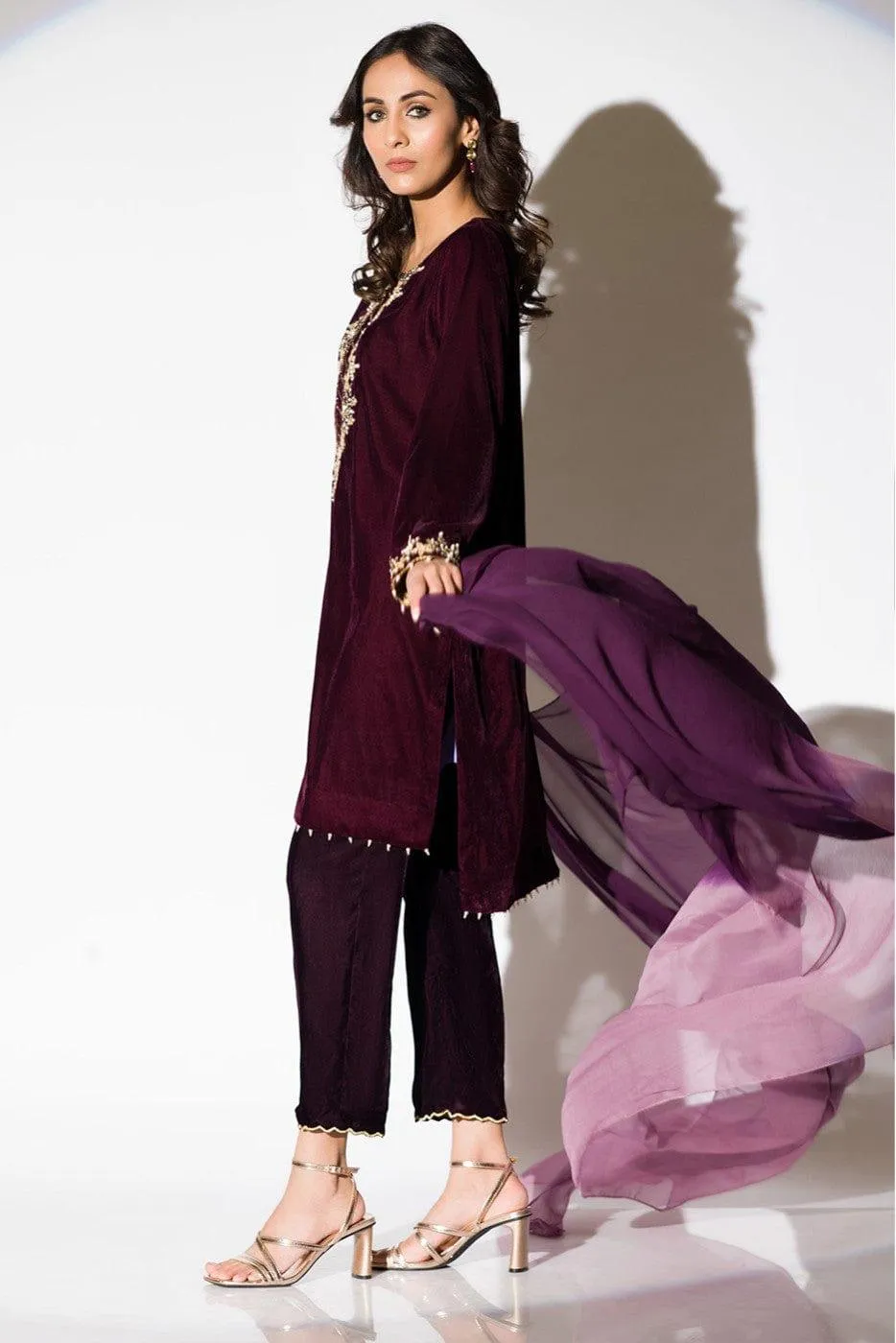 Insia Sohail - Plum Velvet - Plum - 2 Piece