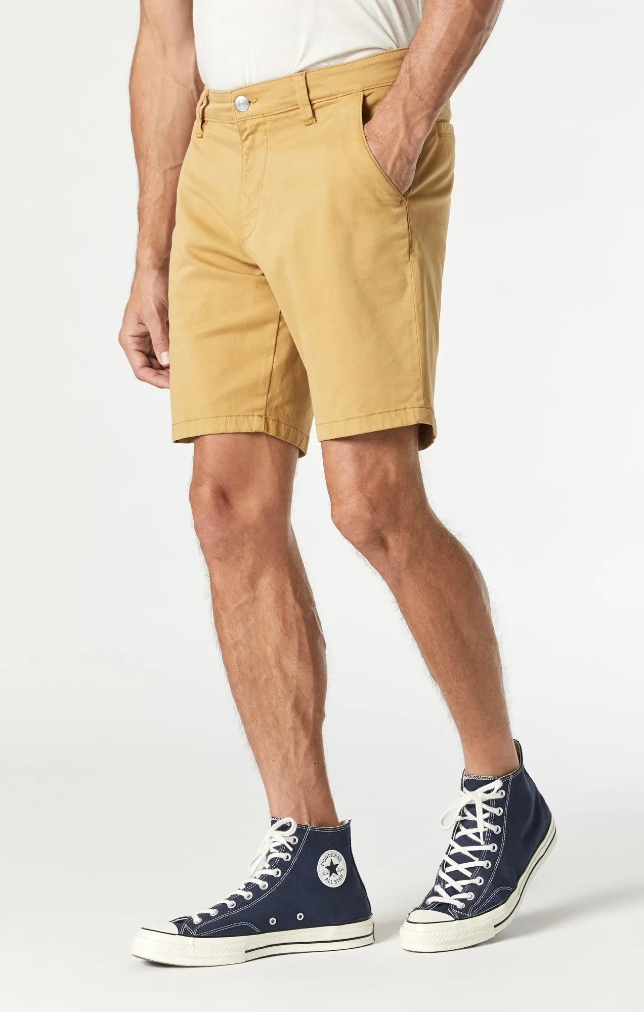 JACOB CROP SHORTS IN MUSTARD GOLD TWILL