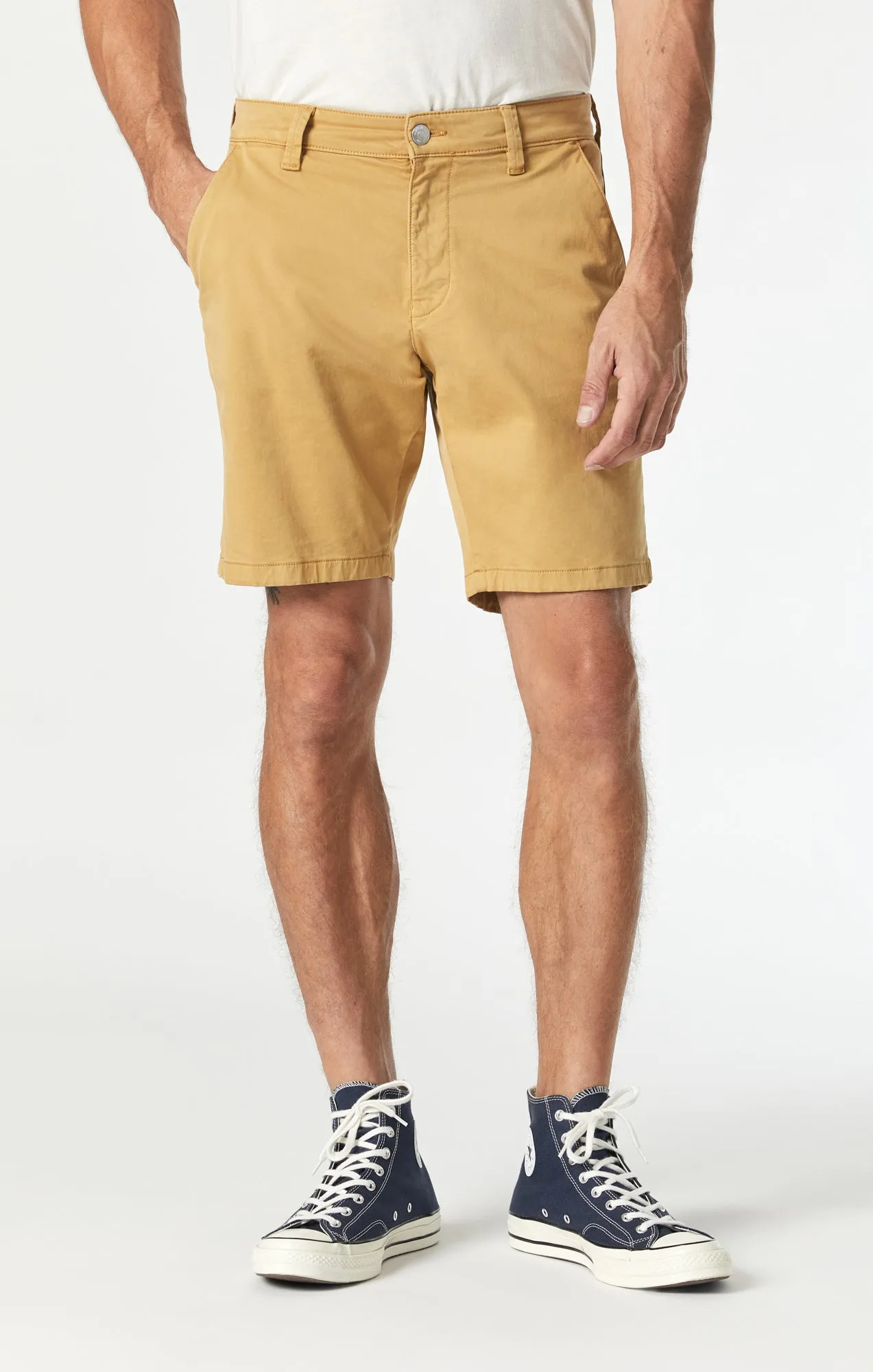 JACOB CROP SHORTS IN MUSTARD GOLD TWILL