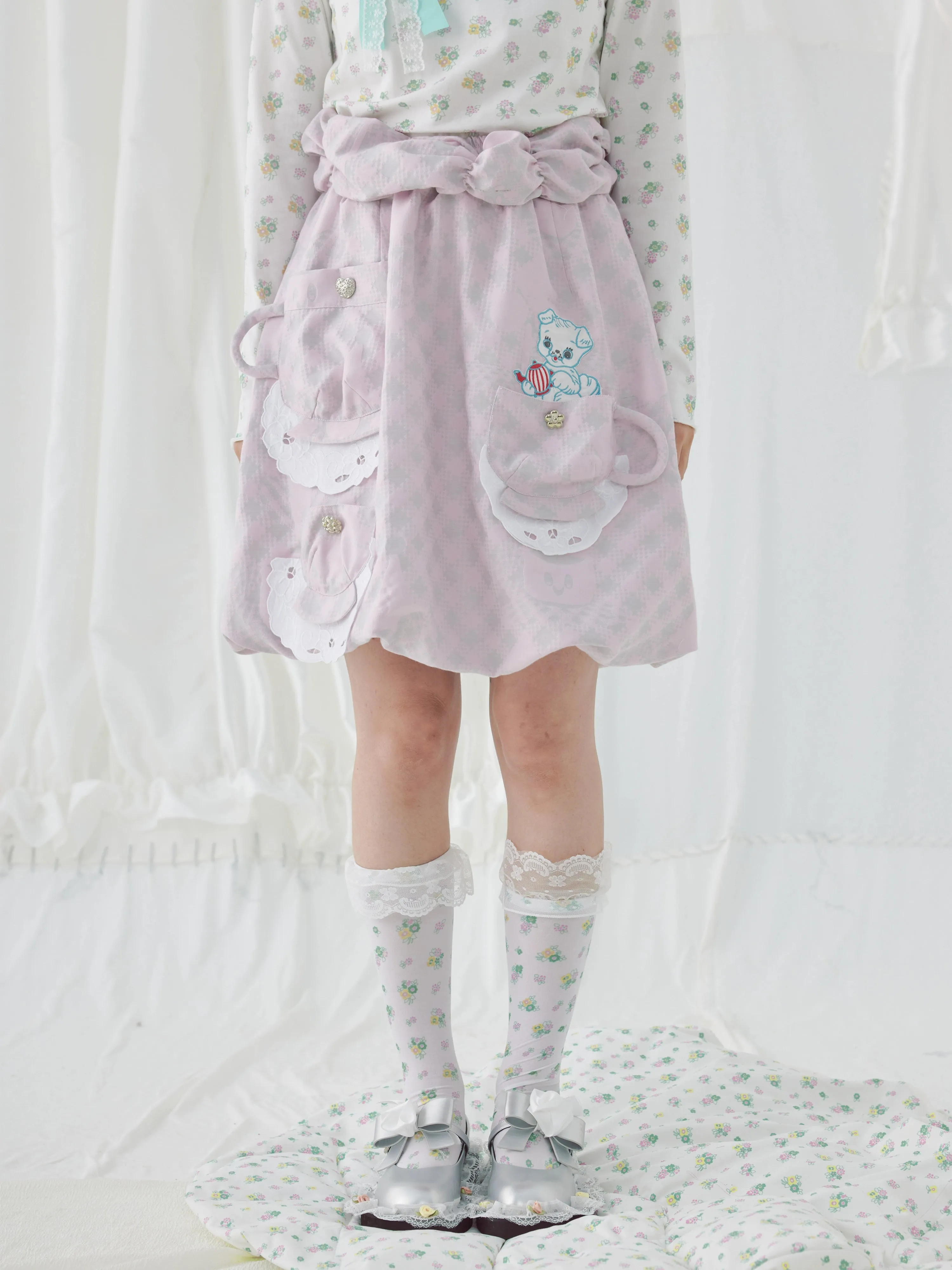 Jacquard Tea Cup Pocket Balloon Skirt