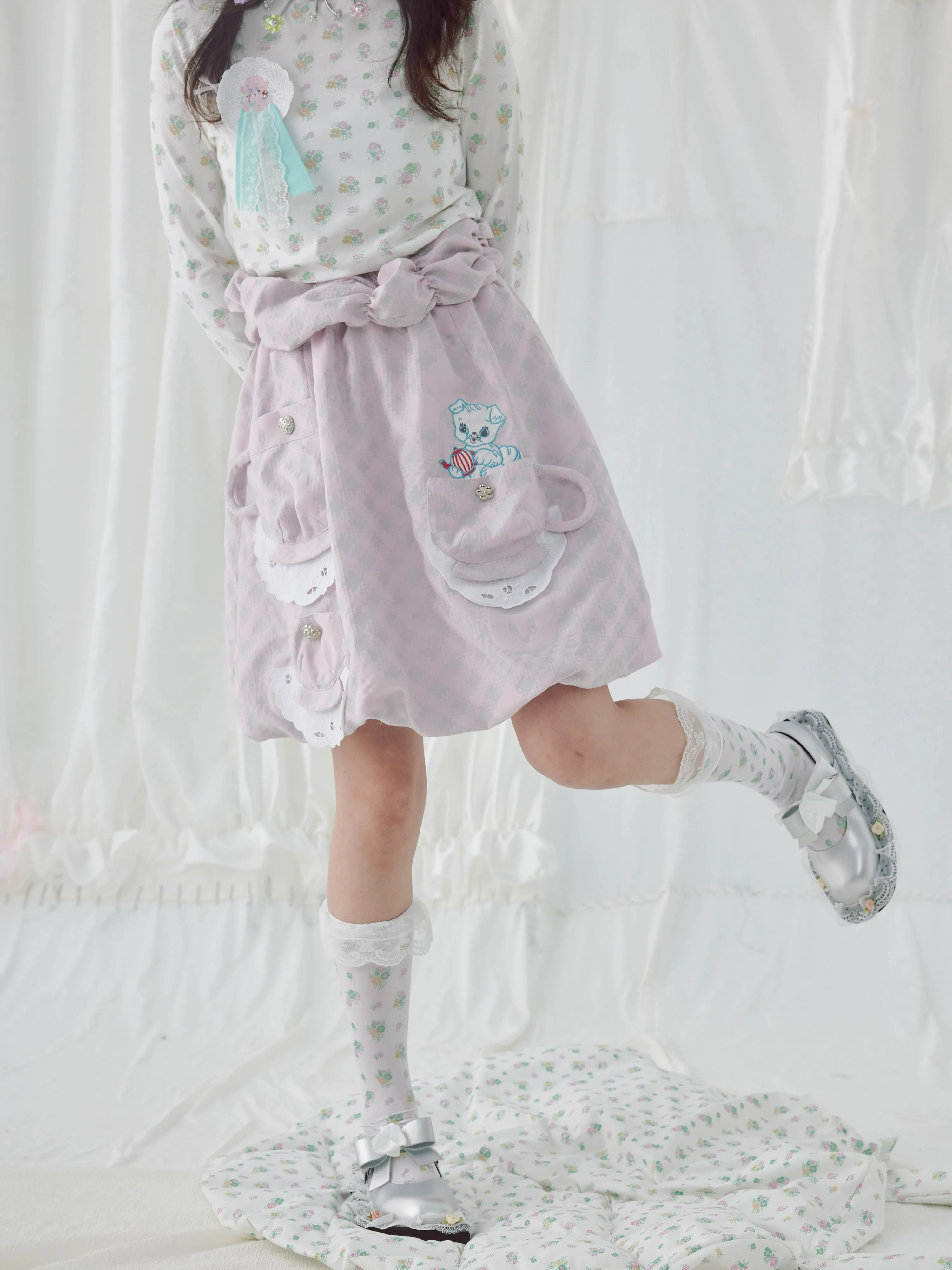 Jacquard Tea Cup Pocket Balloon Skirt