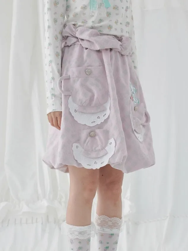 Jacquard Tea Cup Pocket Balloon Skirt