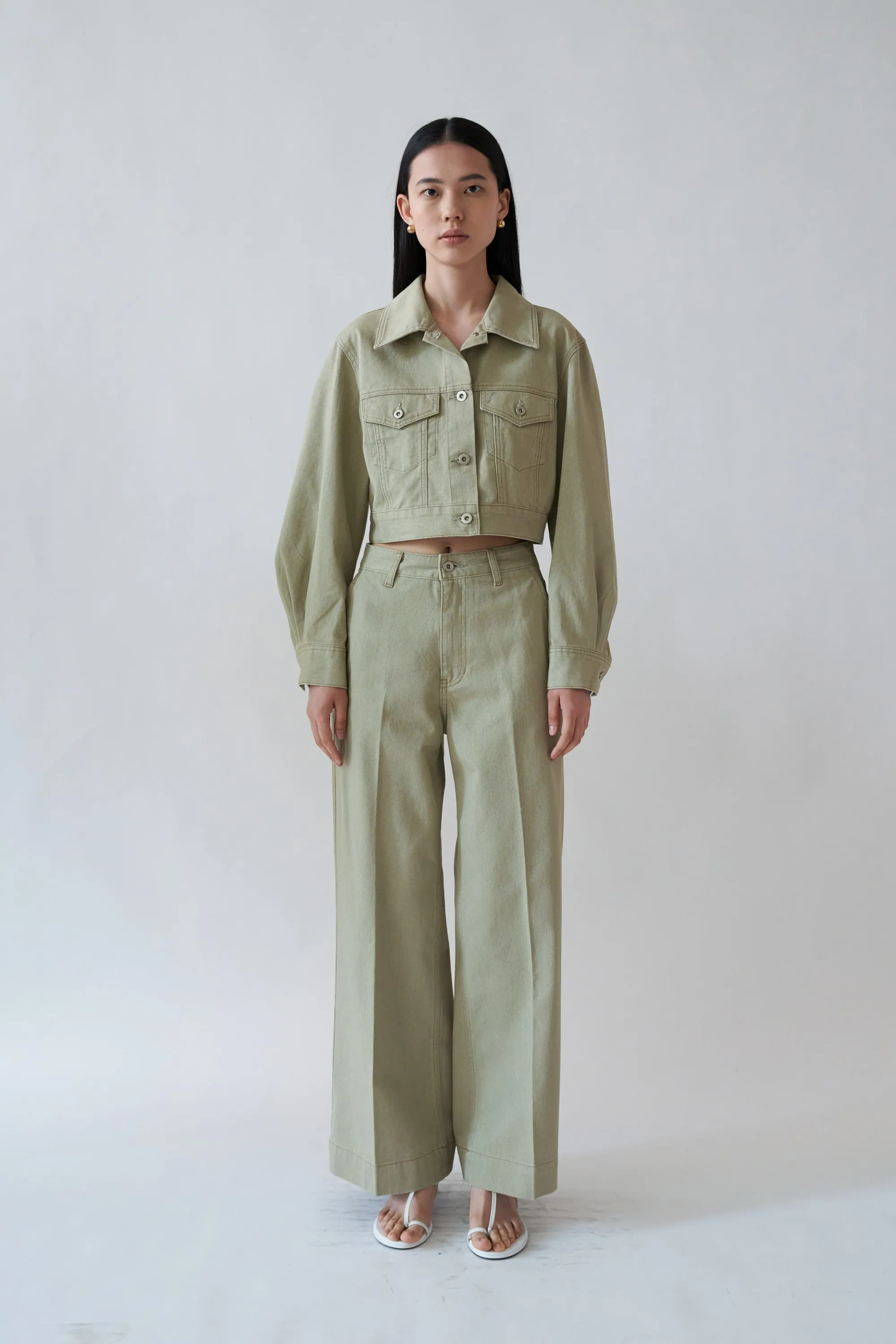 Khaki Cropped Baloon Jacket