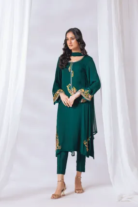 Khayal by Shaista Hasan - Evergreen - Pure Georgette & Chiffon - 3 Piece
