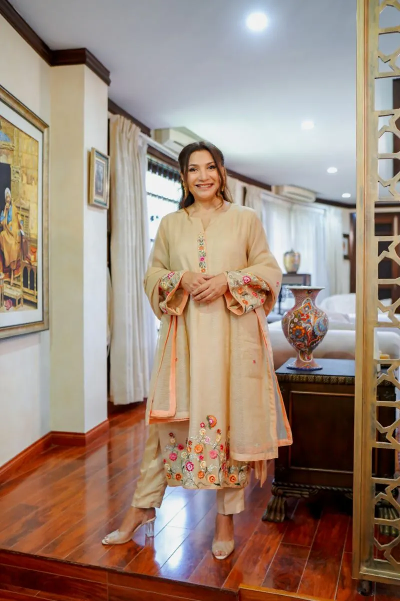 Khayal by Shaista Hasan - Gold organza - 3 Piece