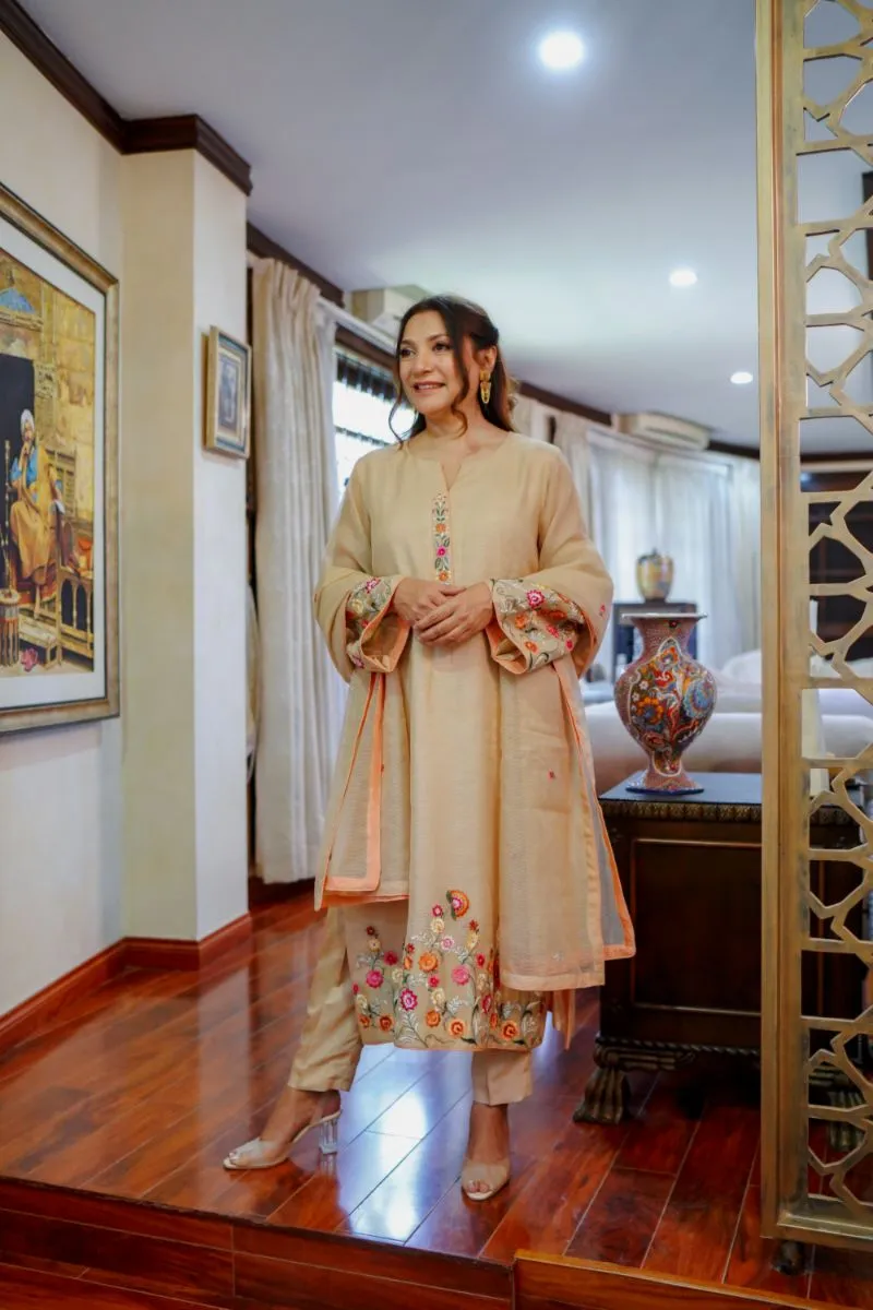 Khayal by Shaista Hasan - Gold organza - 3 Piece