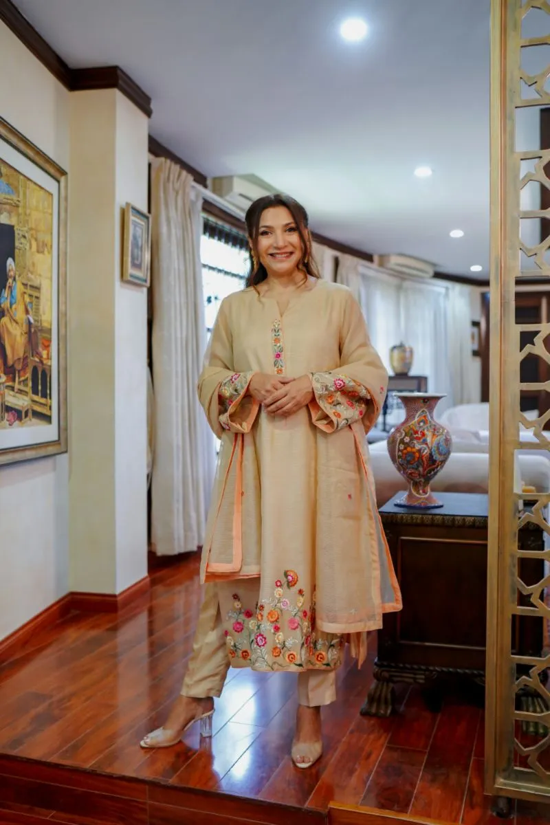 Khayal by Shaista Hasan - Gold organza - 3 Piece