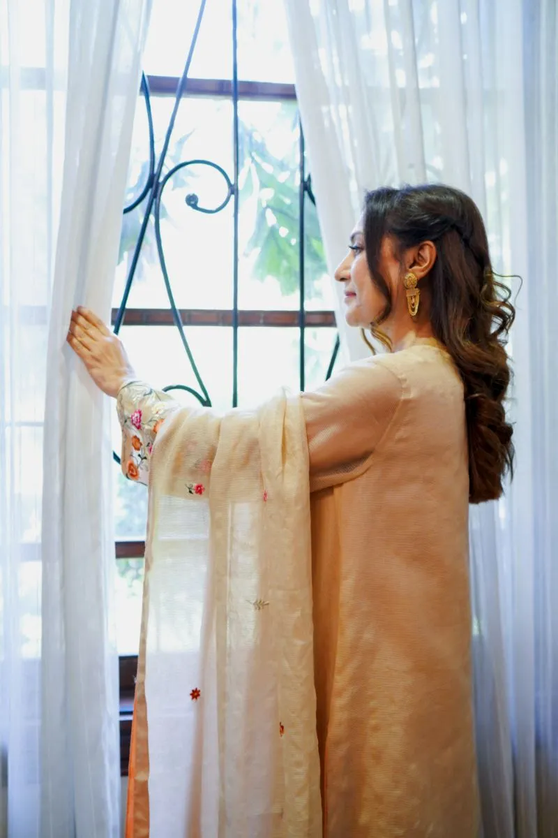 Khayal by Shaista Hasan - Gold organza - 3 Piece