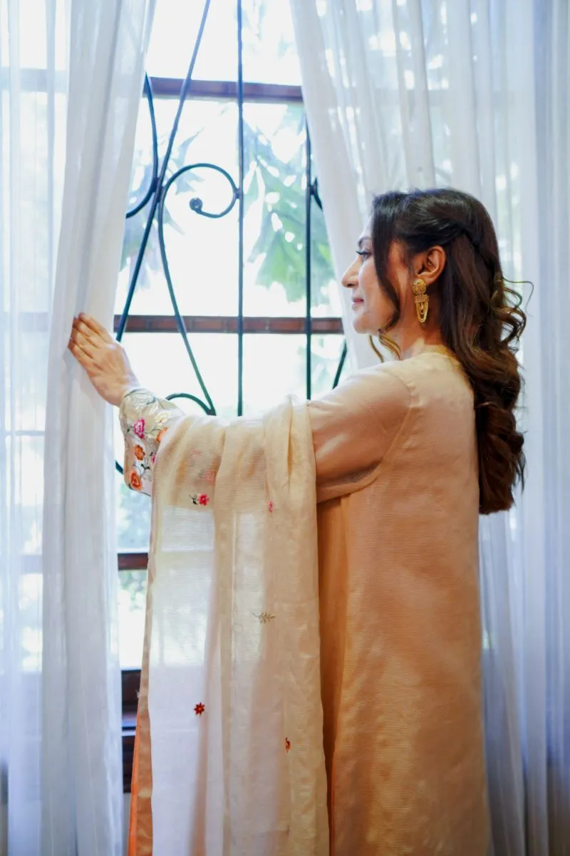 Khayal by Shaista Hasan - Gold organza - 3 Piece