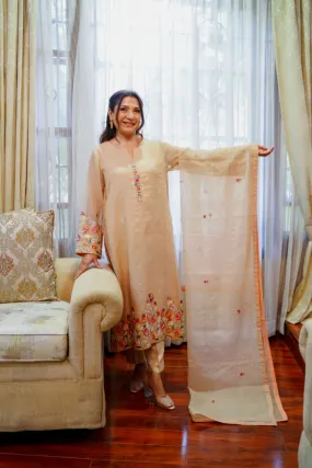 Khayal by Shaista Hasan - Gold organza - 3 Piece