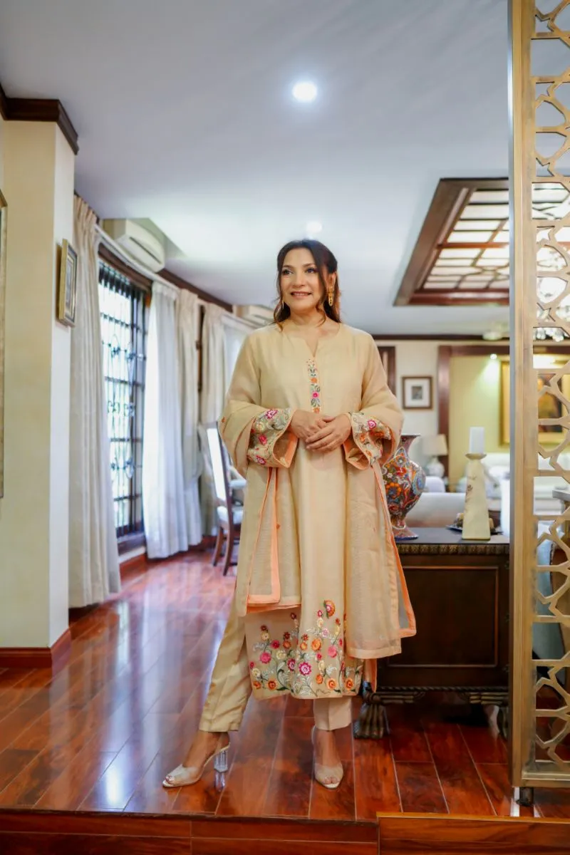 Khayal by Shaista Hasan - Gold organza - 3 Piece