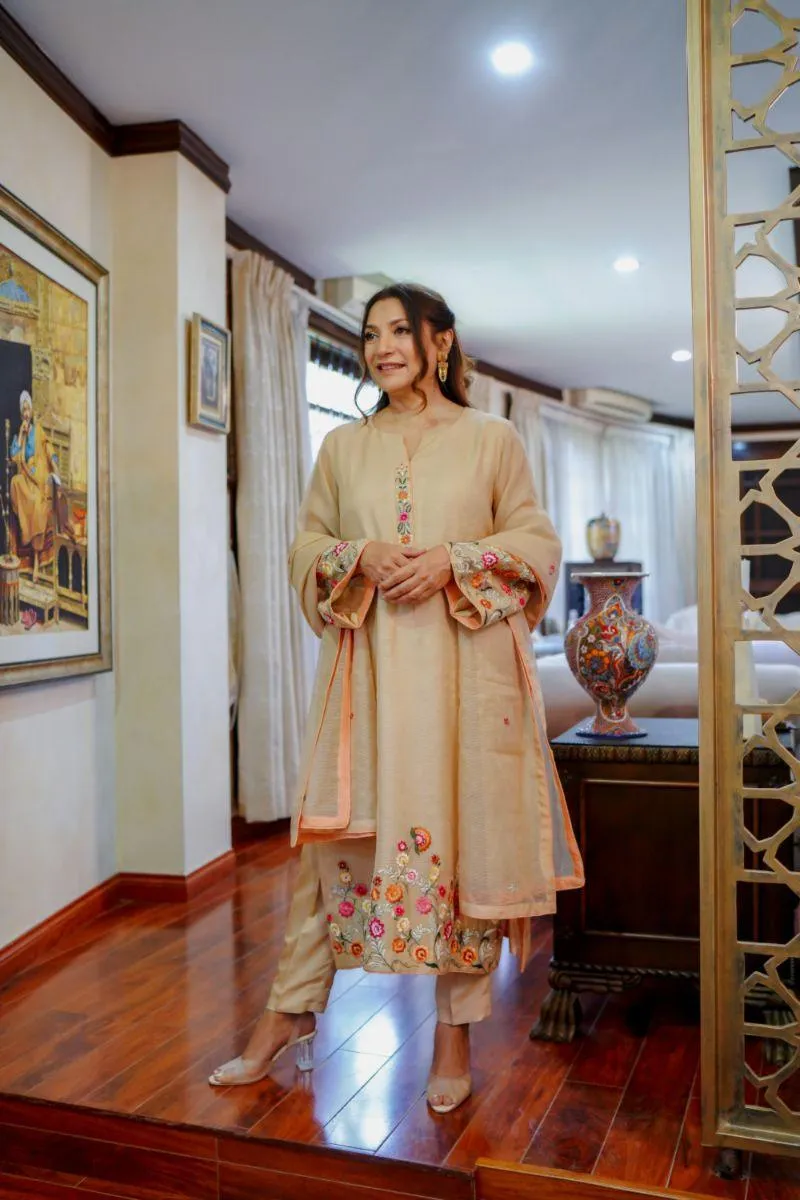 Khayal by Shaista Hasan - Gold organza - 3 Piece