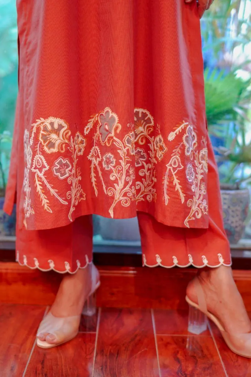 Khayal by Shaista Hasan - Salmon two-toned - Cotton Silk - 3 Piece