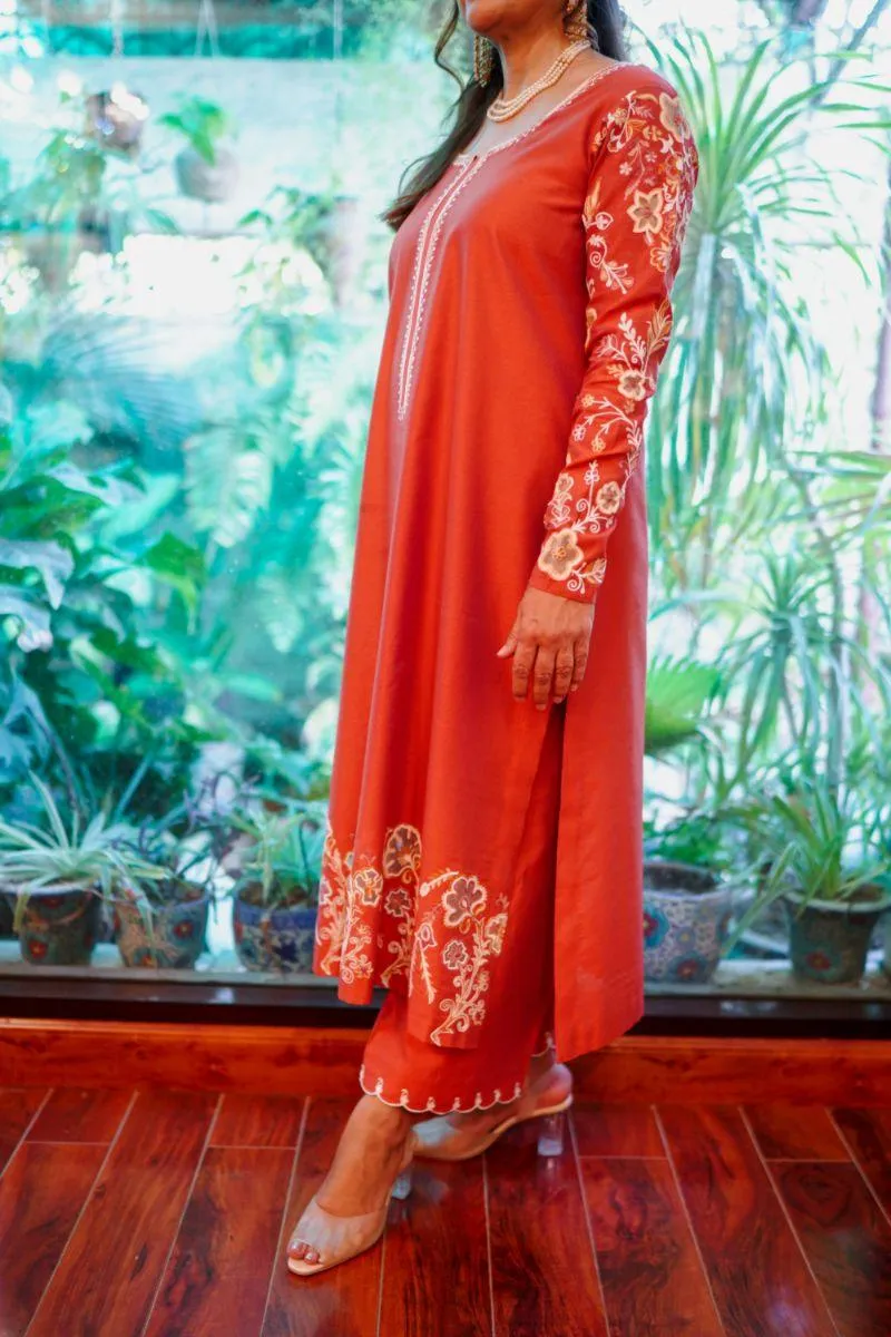 Khayal by Shaista Hasan - Salmon two-toned - Cotton Silk - 3 Piece