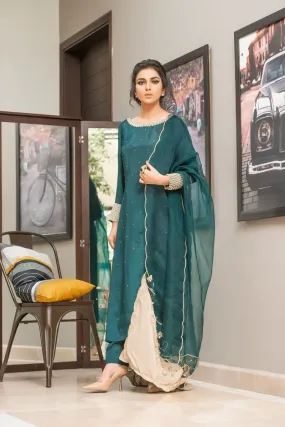 Kuli Jume - Bronzed Emerald - Bottle Green - Silk - 3 Piece
