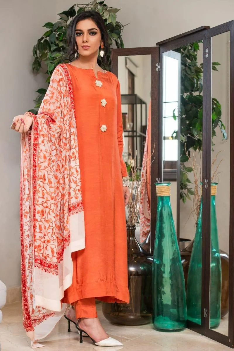 Kuli Jume - Dasy Coral - Rust - Silk - 3 Piece