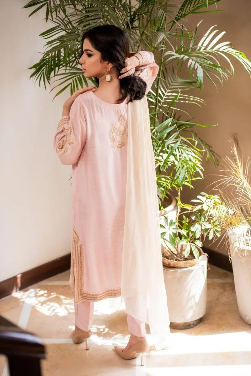 Kuli Jume - Fondo Rosa De Flores - Tea Pink - Silk - 3 Piece