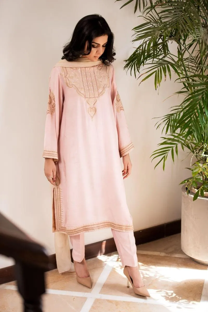Kuli Jume - Fondo Rosa De Flores - Tea Pink - Silk - 3 Piece