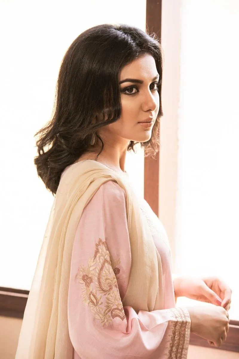 Kuli Jume - Fondo Rosa De Flores - Tea Pink - Silk - 3 Piece