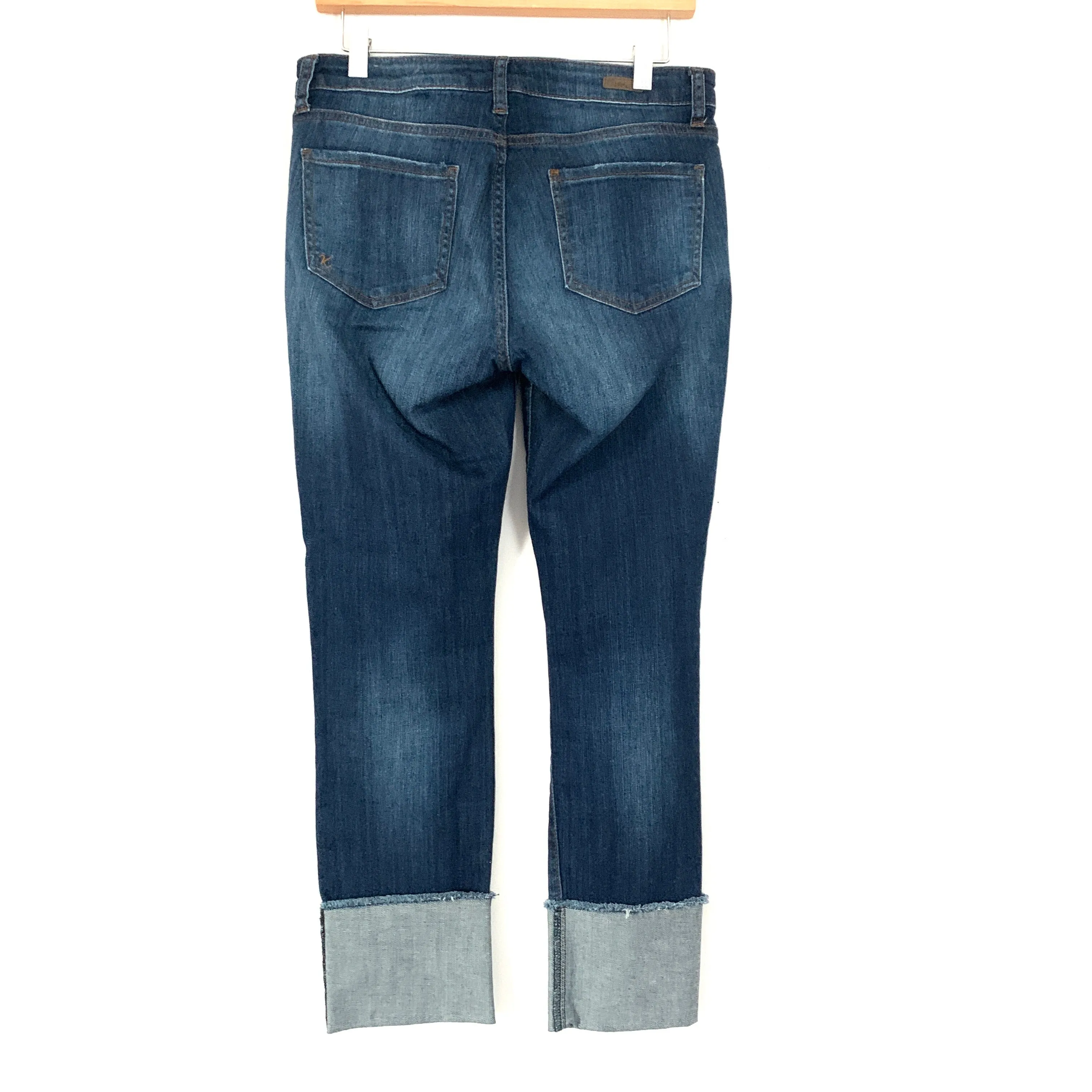 Kut from the Kloth Dark Wash Straight Leg Cuffed Jeans- Size 4 (Inseam 26.5")