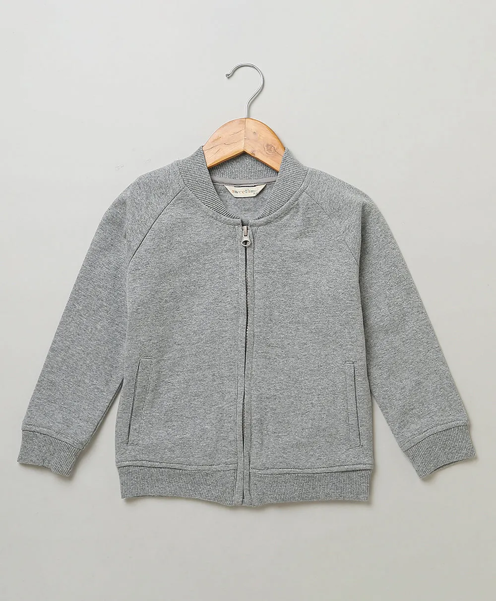 Light Grey Cotton Fleece Jacket