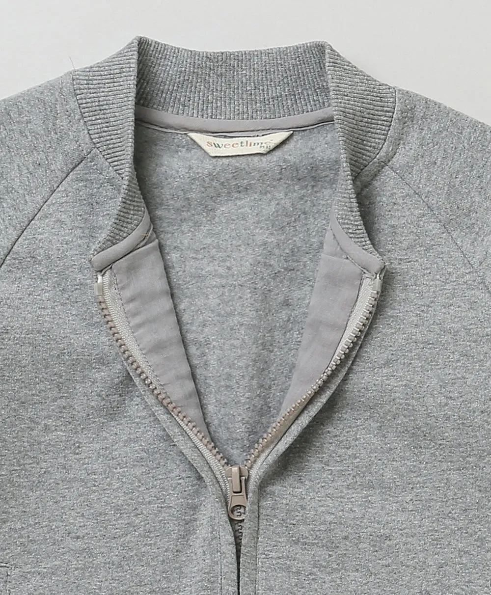 Light Grey Cotton Fleece Jacket