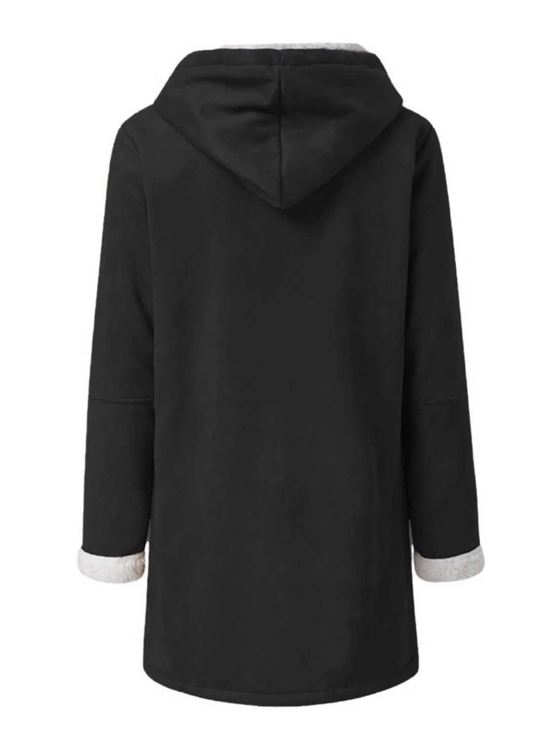Long Hooded Jacket with Pocket Details and Toggle Closure