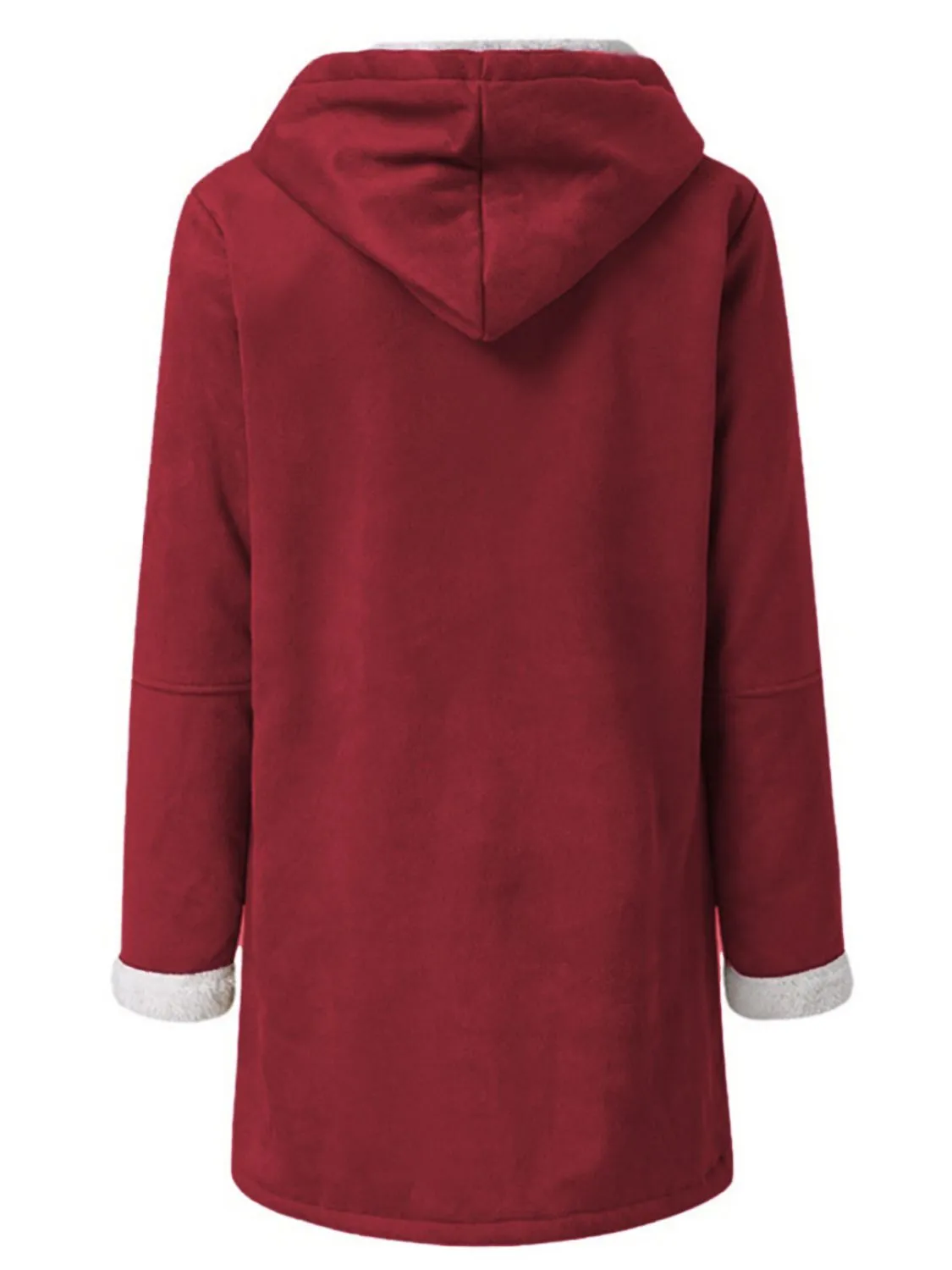 Long Hooded Jacket with Pocket Details and Toggle Closure