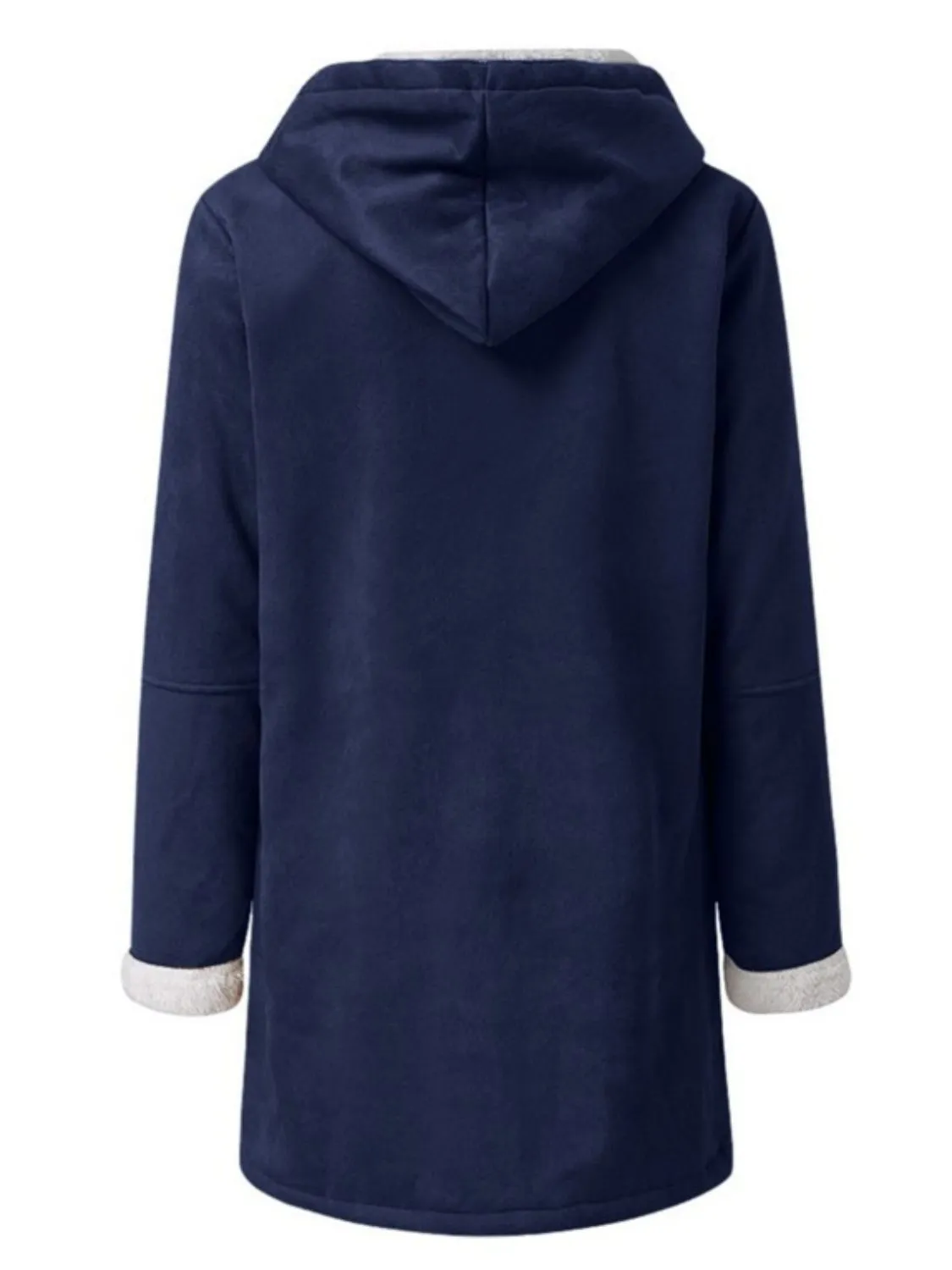Long Hooded Jacket with Pocket Details and Toggle Closure