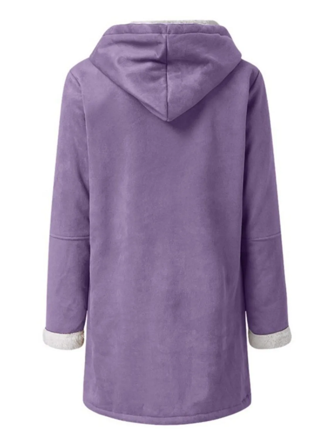 Long Hooded Jacket with Pocket Details and Toggle Closure