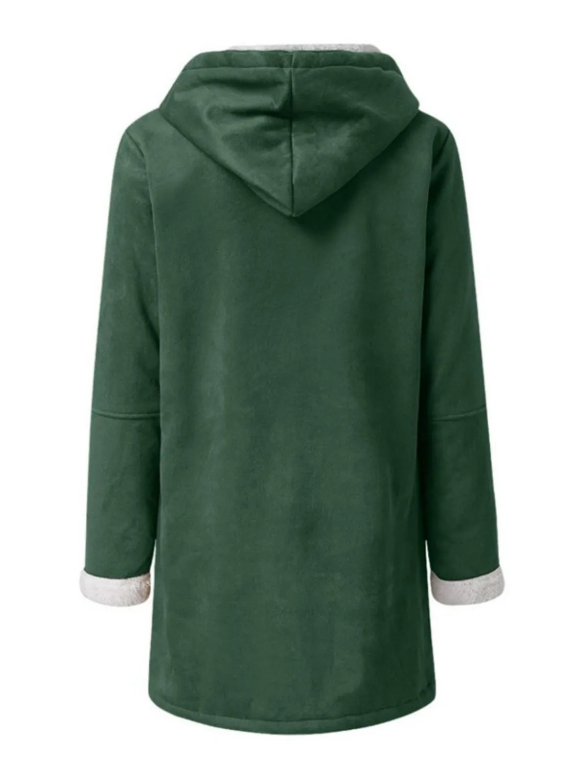 Long Hooded Jacket with Pocket Details and Toggle Closure