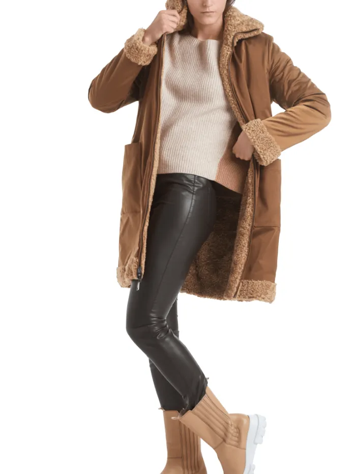 Marc Cain S Additions Brown Reversible Coat RA 11.12 W54 col 633