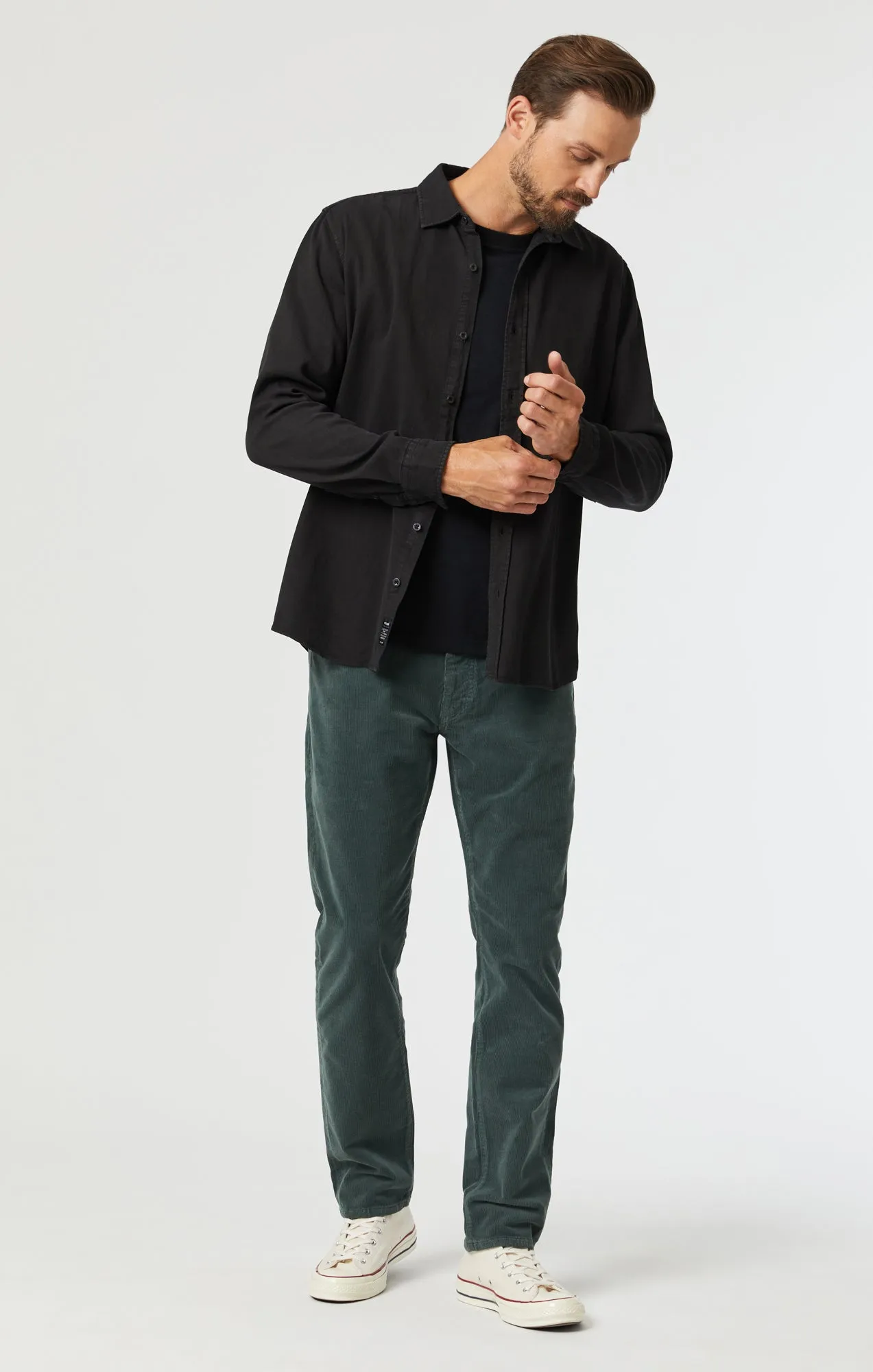 MARCUS SLIM STRAIGHT LEG IN EVERGREEN CORD