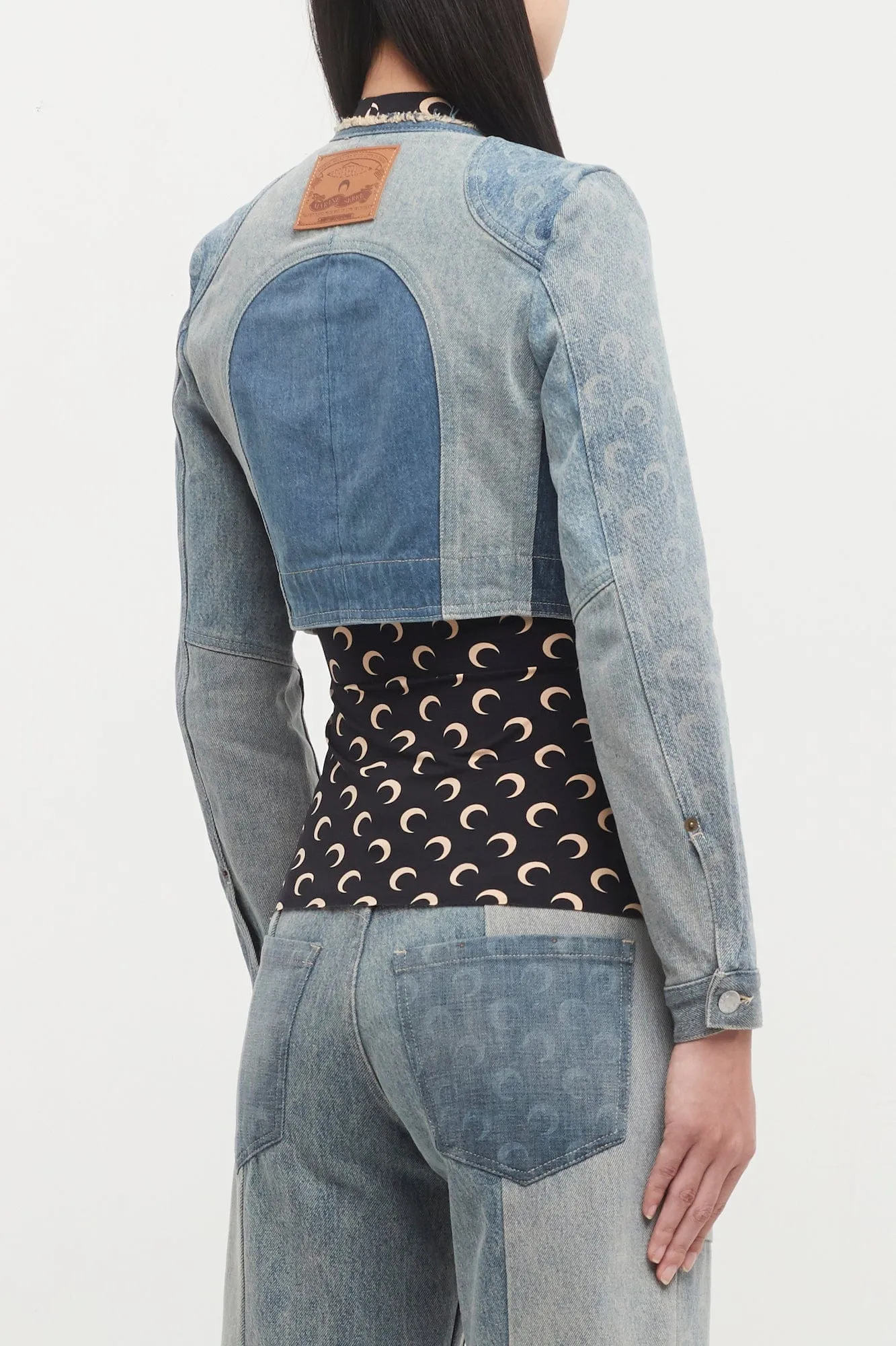 Marine Serre Regenerated Denim Cropped Jacket