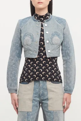 Marine Serre Regenerated Denim Cropped Jacket