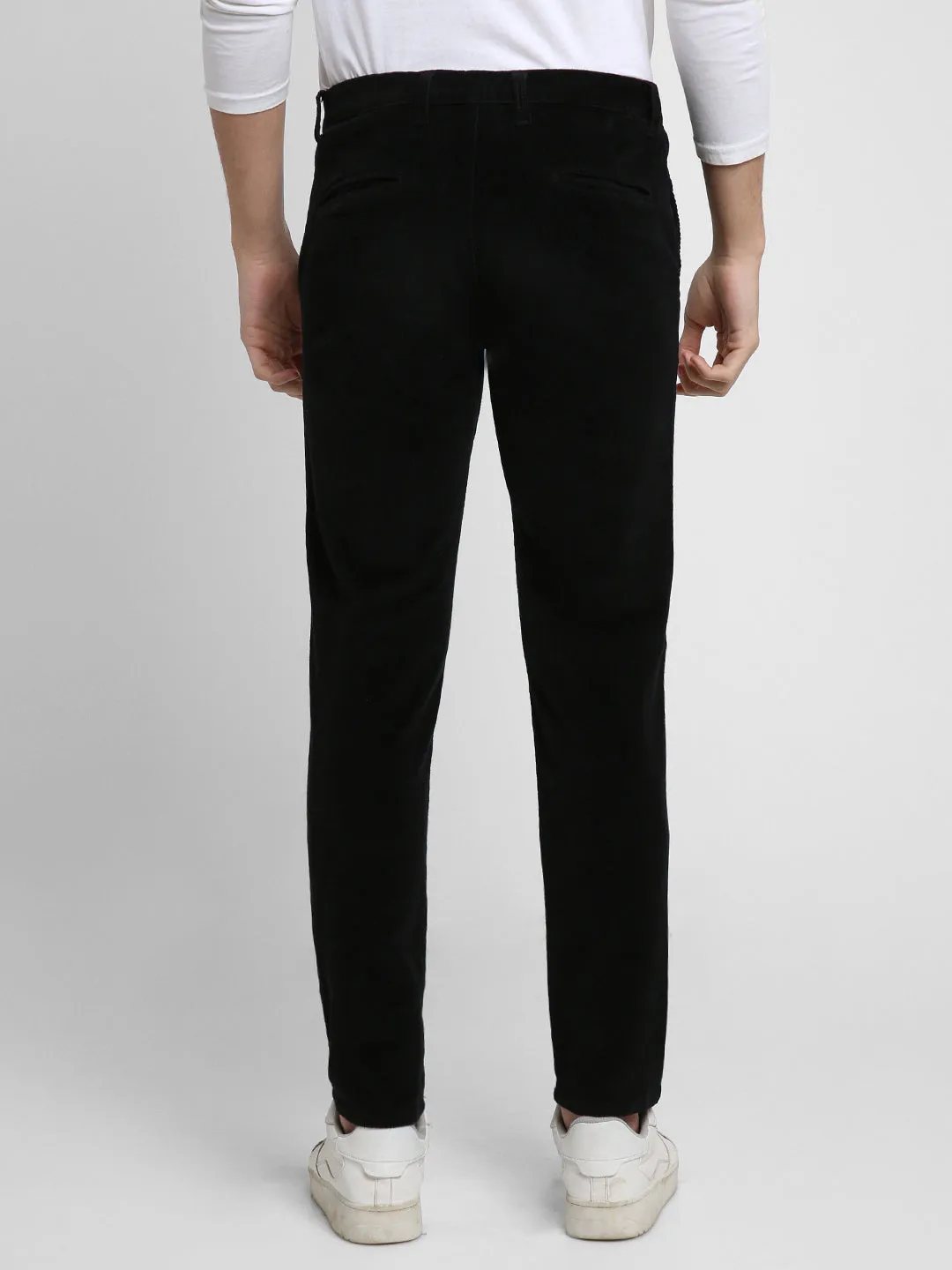 Men's Black Solid Casual Trouser