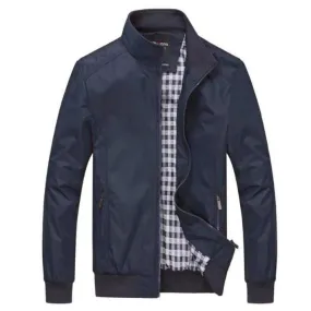 Mens Casual Zipper Stand Collar Jacket