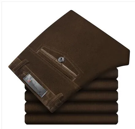 Men's Winter Casual Velvet Dress Pants