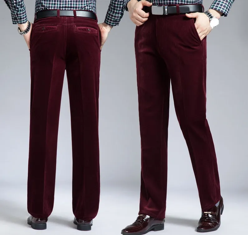 Men's Winter Casual Velvet Dress Pants