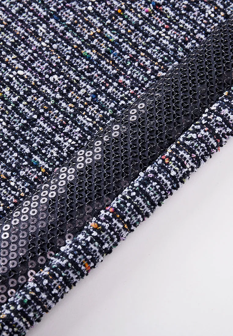 Midnight Blue Straight-leg Tweed Pants